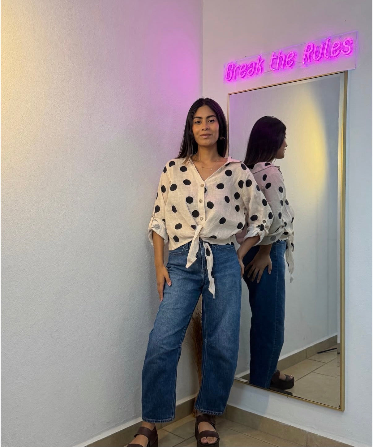 Polka dots blouse one size