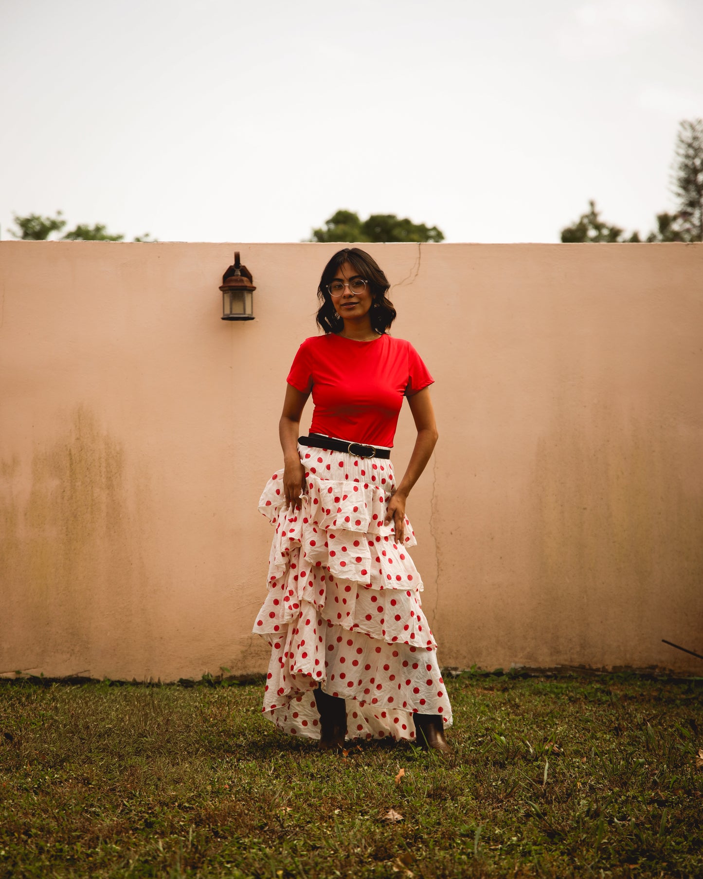 Cotton polka dots skirt