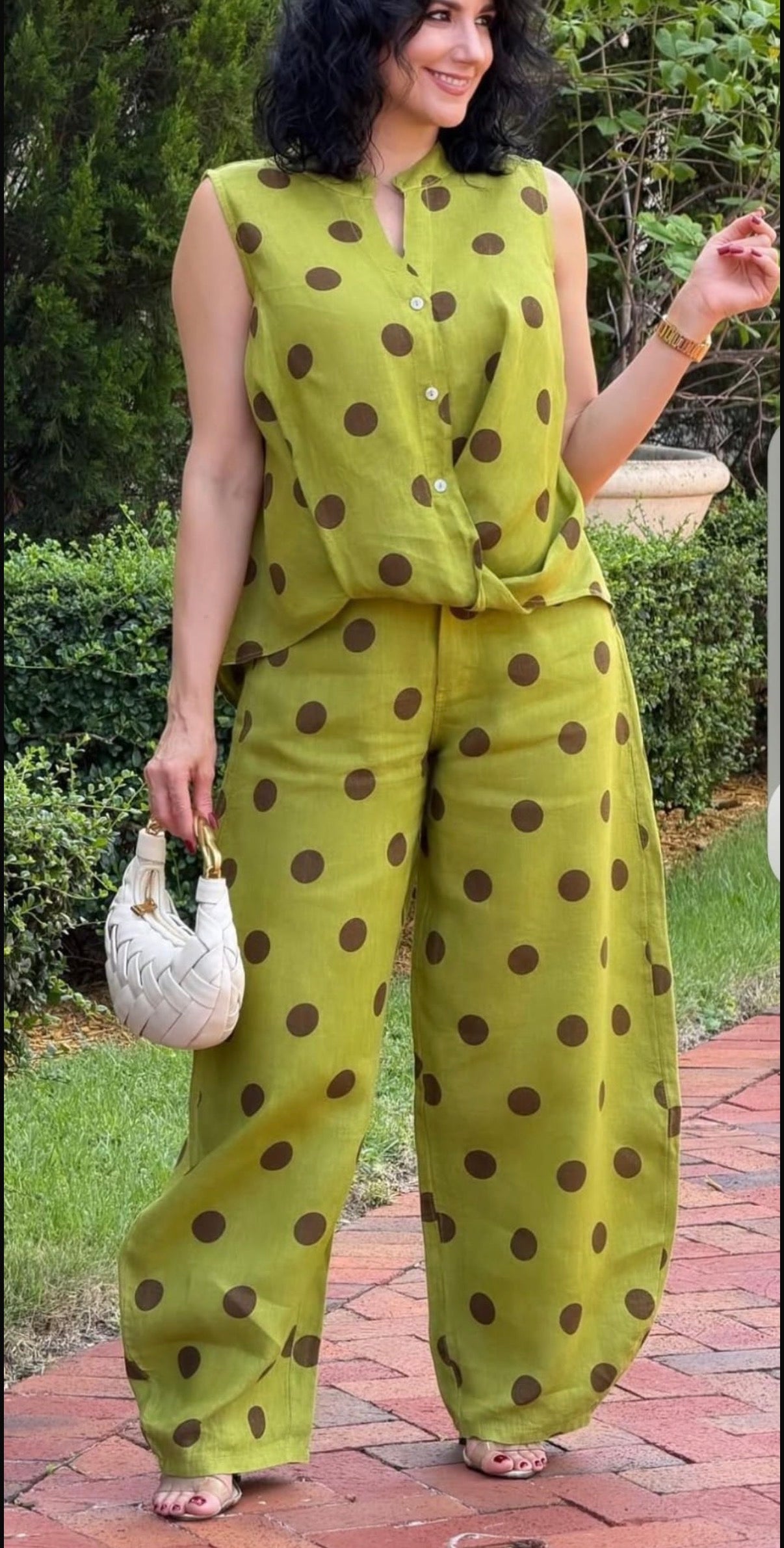 Polka dots linen set one size