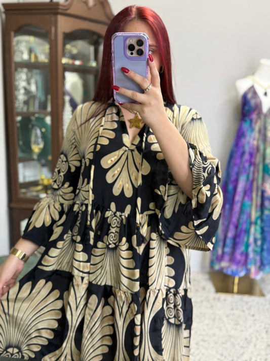 Vestido Noir Dorado