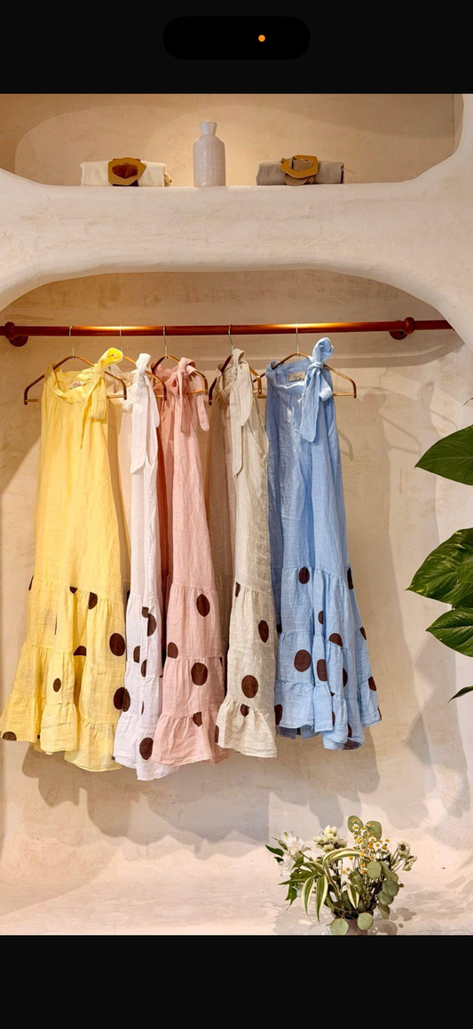 Linen polka dot dress