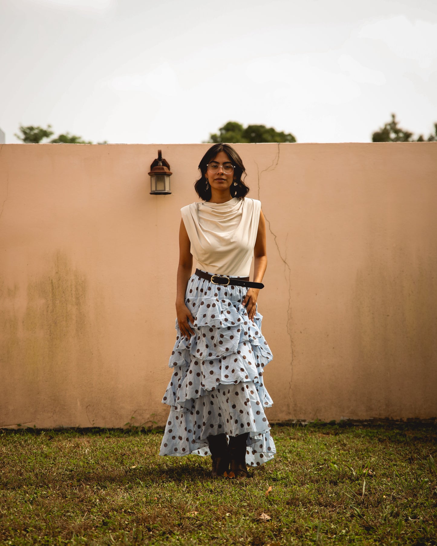 Cotton polka dots skirt