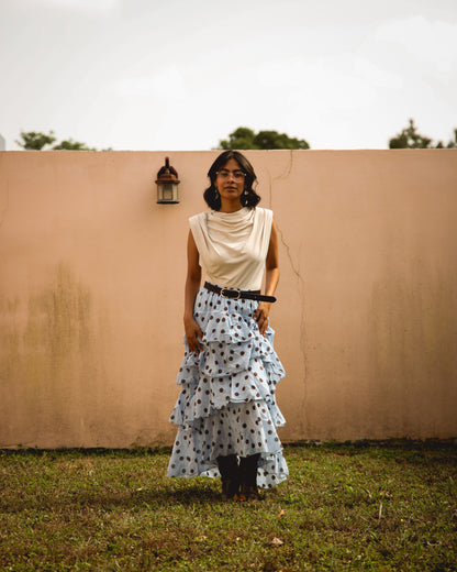 Cotton polka dots skirt
