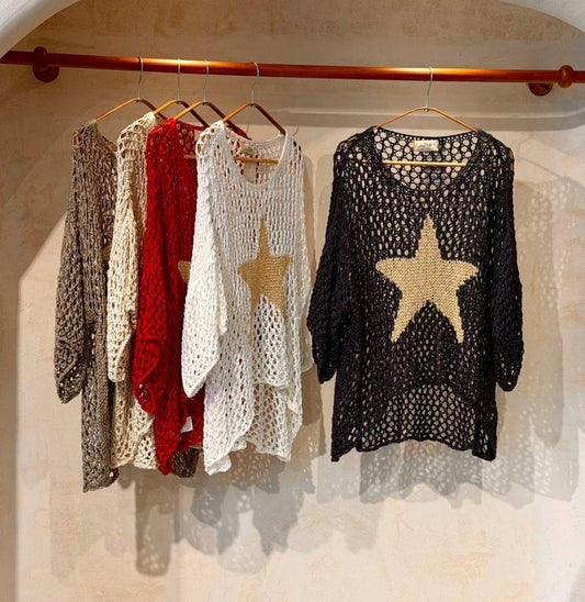 Mesh blouse star one size