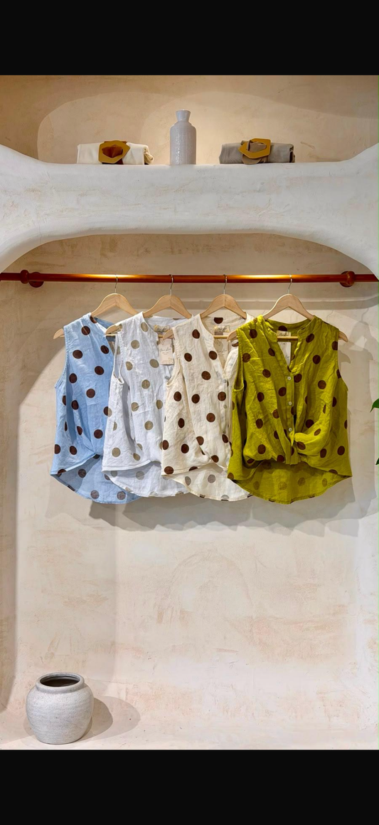 Polka dots linen set one size
