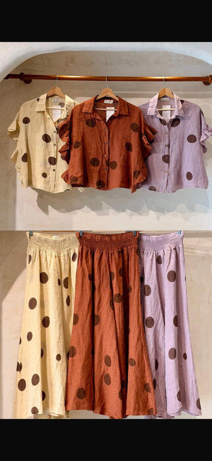 Linen Polka dot set