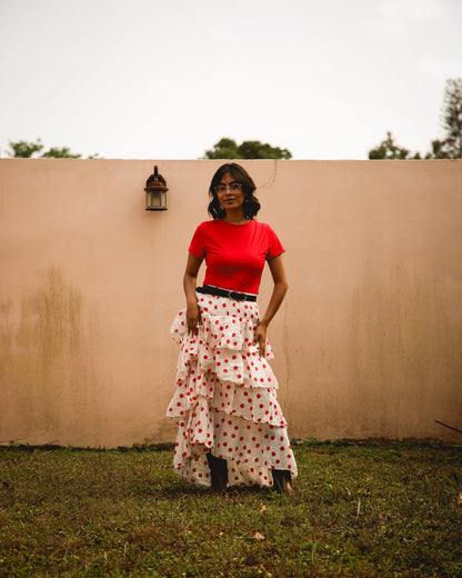 Cotton polka dots skirt
