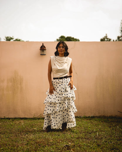 Cotton polka dots skirt