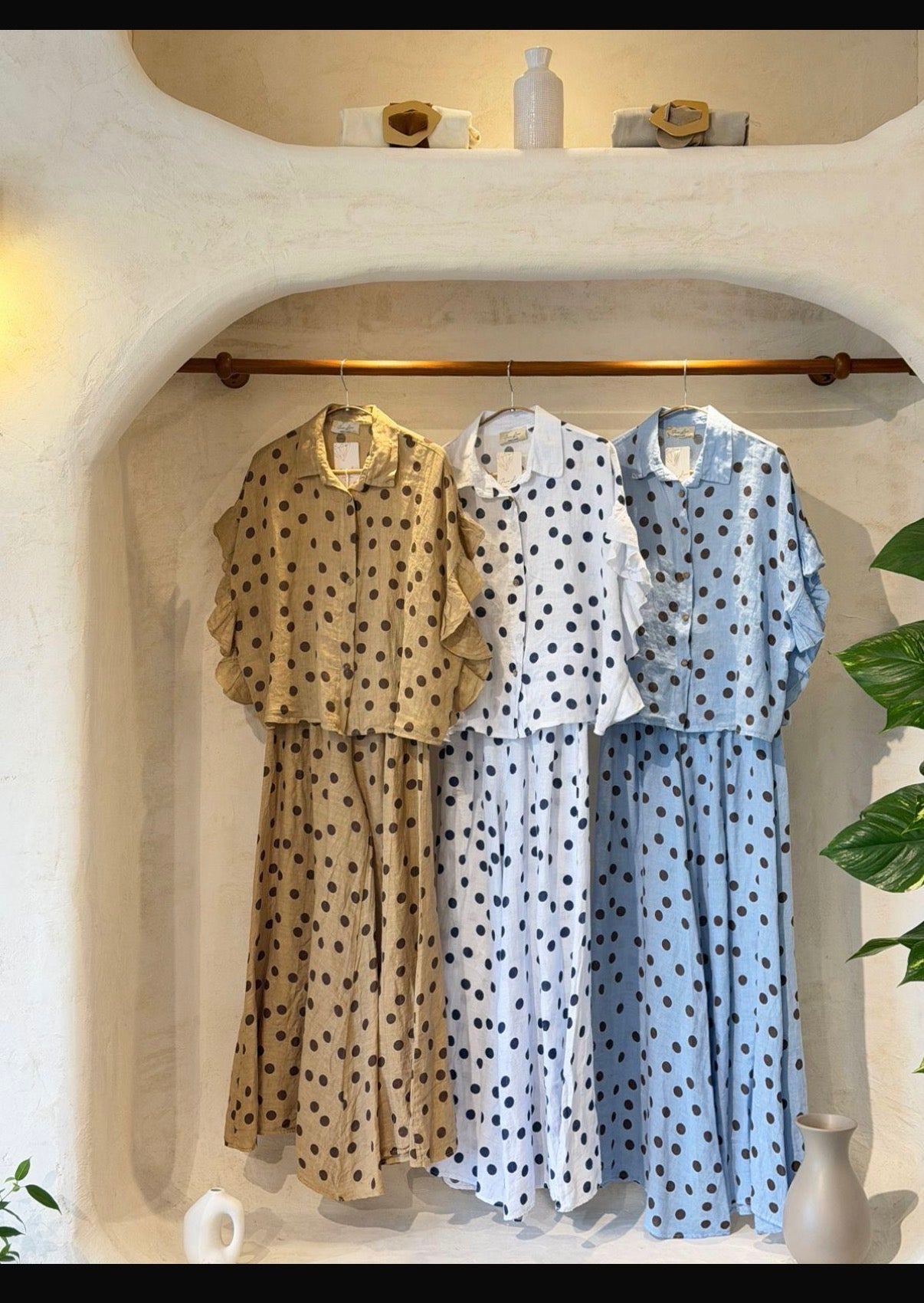Polka dots linen set