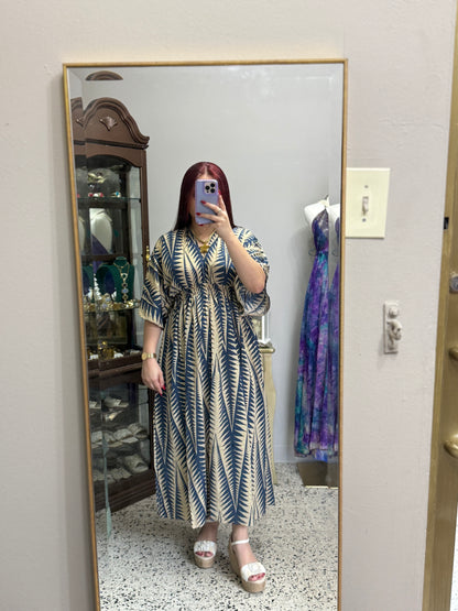 Vestido Azul Palma Dorada